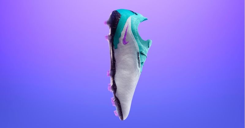 nike phantom gx football boot peak ready pack instep view in light blue